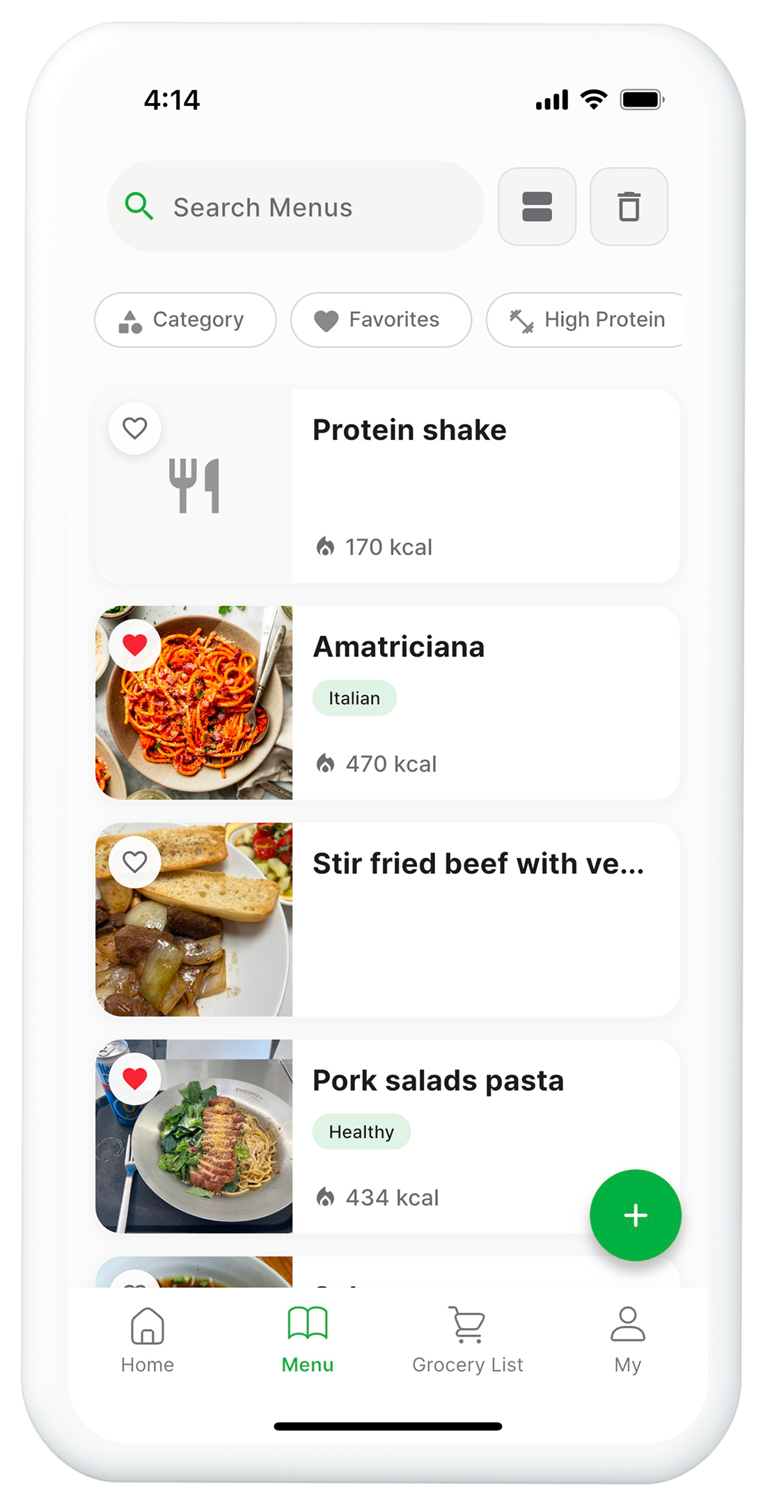 Menu library management